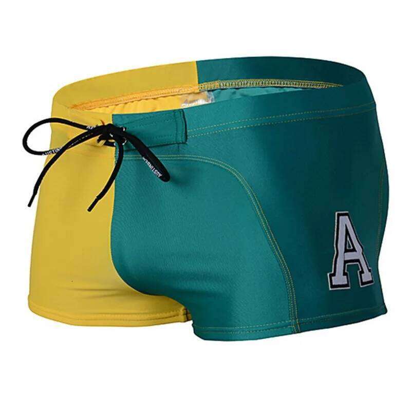 AustinBem Men Splicing Beachwear Trunks Hot Spring Men's Swimming Wear Z260314