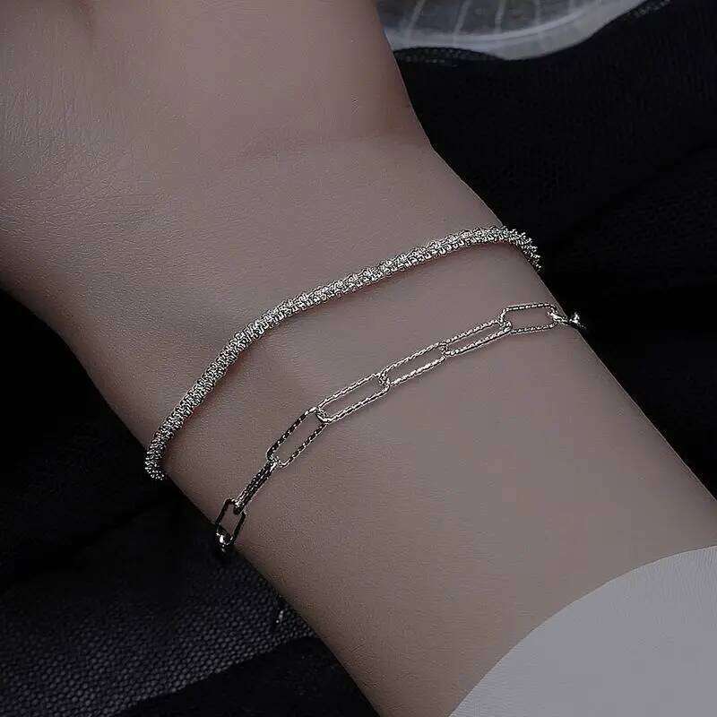 925 Sterling silver beautiful double chain bracelets for women fashion original party wedding engagement Jewelry holiday gift Z260313