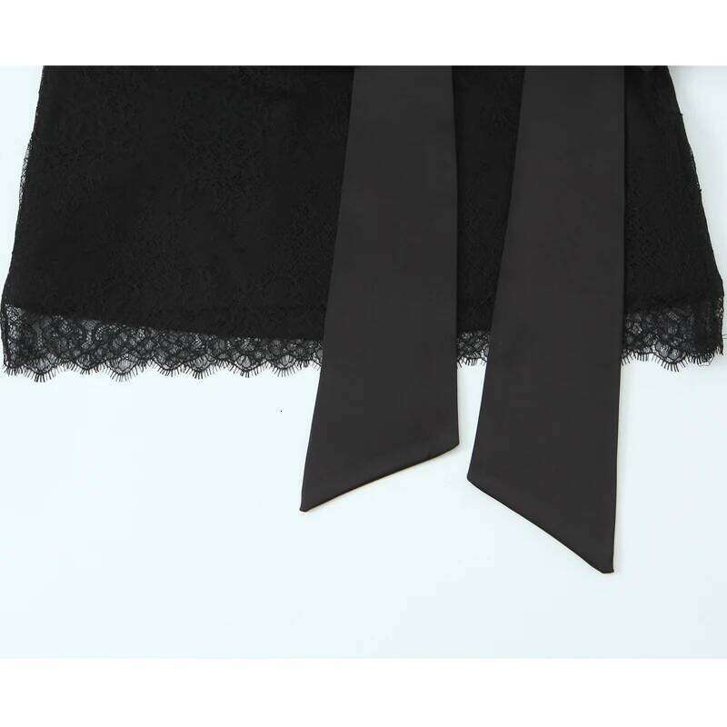 MUJER Black Lace Mini Women Bow Layered Women's Set Mid Waist Skirt Cylinder Luxury Short Skirts for Woman Z260314