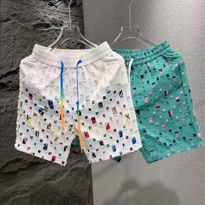 Summer Loose Shorts Couple Versatile Casual Straight Mens Flower Oil Painting Beach Shorts Hawaiian Casual Silk Shorts 260311