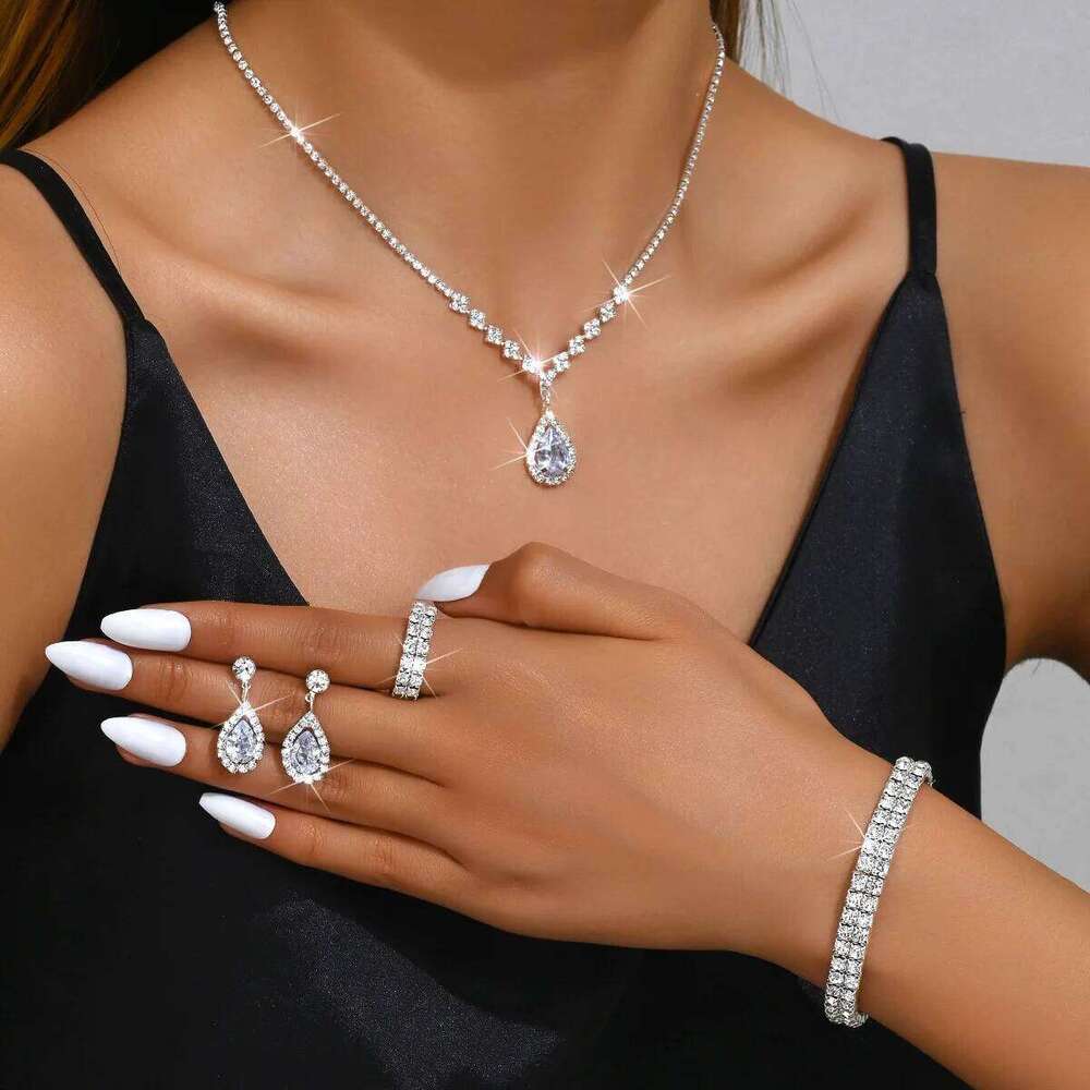 5 Women's Fashion Droplet Earrings Necklace Bracelet Ring Set Wedding Banquet Party Holiday Gift Z260313