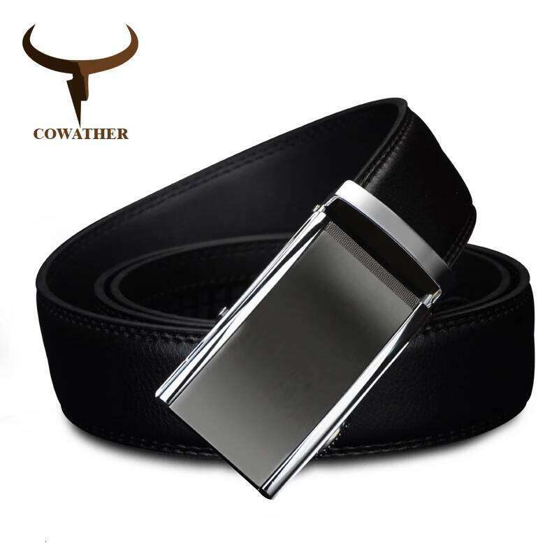 COWATHER 2021 newest cow genuine Leather Belts for Men High Quality Male luxury Brand jeans Automatic Ratchet Buckle 110-130cm Z260226