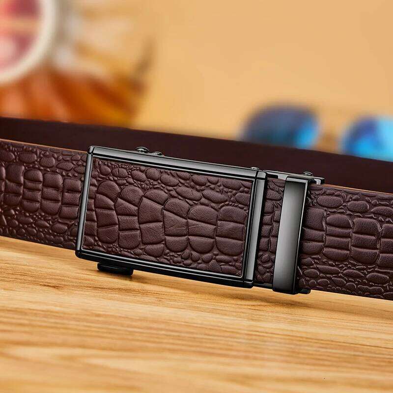 Leather men's fashionable automatic buckle waist belt, personalized casual pants belt Z260226