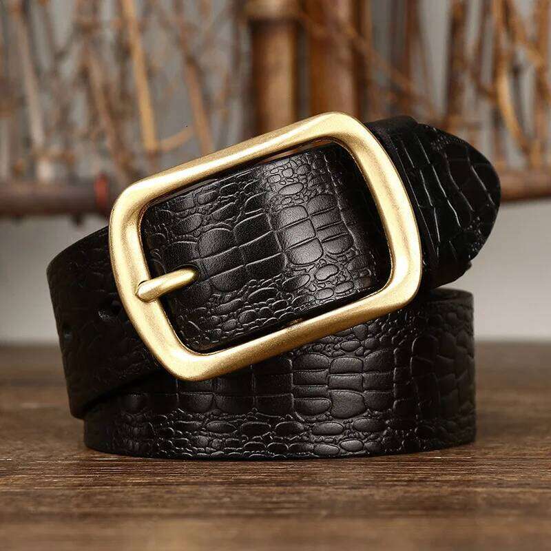 3.8CM Pure Cowhide High Quality Genuine Leather Belts for Men Brand Strap Male Brass Buckle Estampado Retro Jeans Cowboy Cintos Z260226