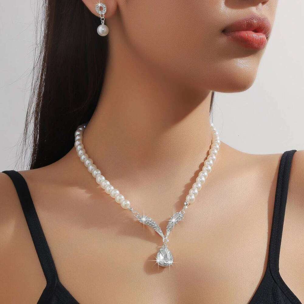 3PC Women's Fashion Trend Pearl Droplet Necklace Earrings Jewelry Set Wedding Banquet Party Festival Gift Z260313
