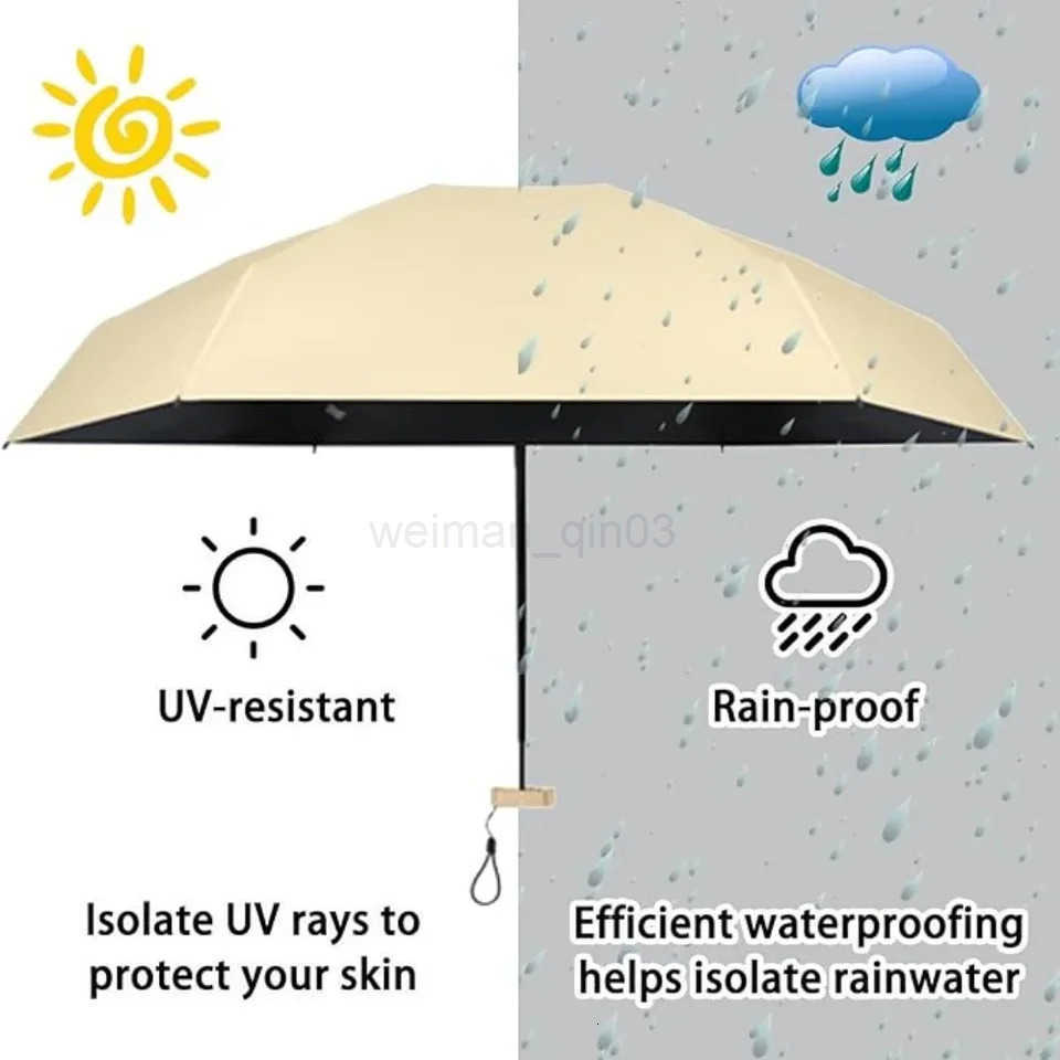 UPF 50 Portable Umbrella Mini Compact 5-Fold Sun Rain Umbrella for WomenPocket Umbrella with UV Protection for Travel Walking H260314