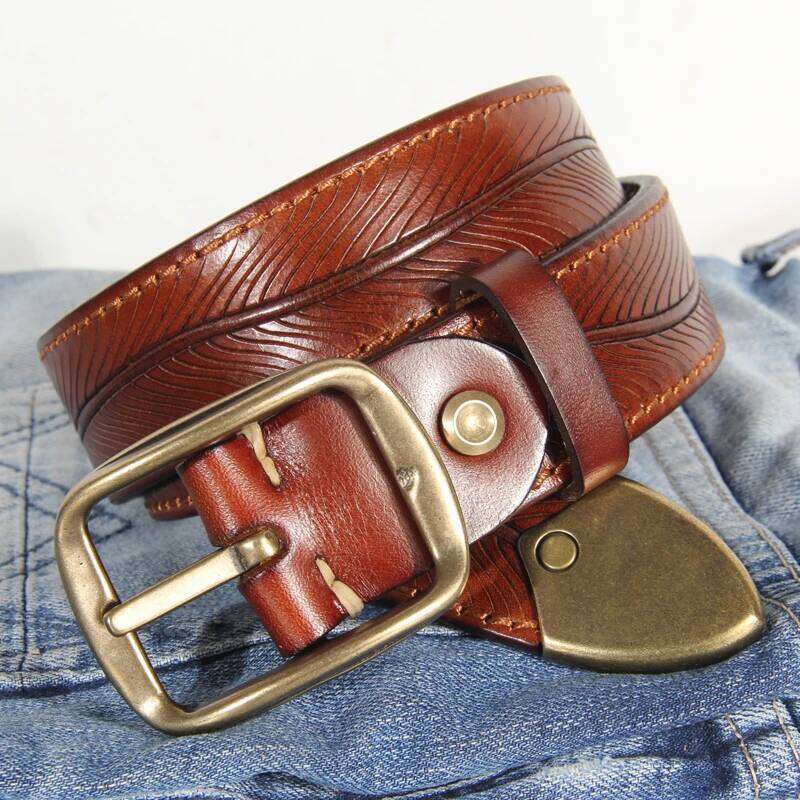 Extra Thick Double-sided Personalized Jeans Genuine Leather Men's Pure Copper Pin Buckle Luxury Belt Z260226