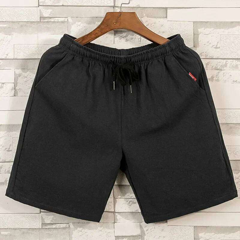 New Men's Cotton Shorts Pants Male Summer Breathable Solid Color Linen Trousers Fitness Streetwear Lace up Bottoms Z260314