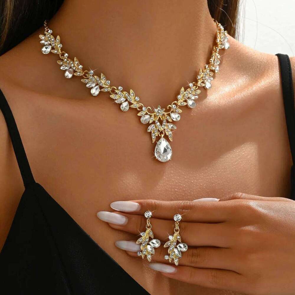 2025 Fashion Jewelry for Bridal Necklace Earrings Set Women Crystal Engagement Wedding Banquet Dress Accessories Z260313