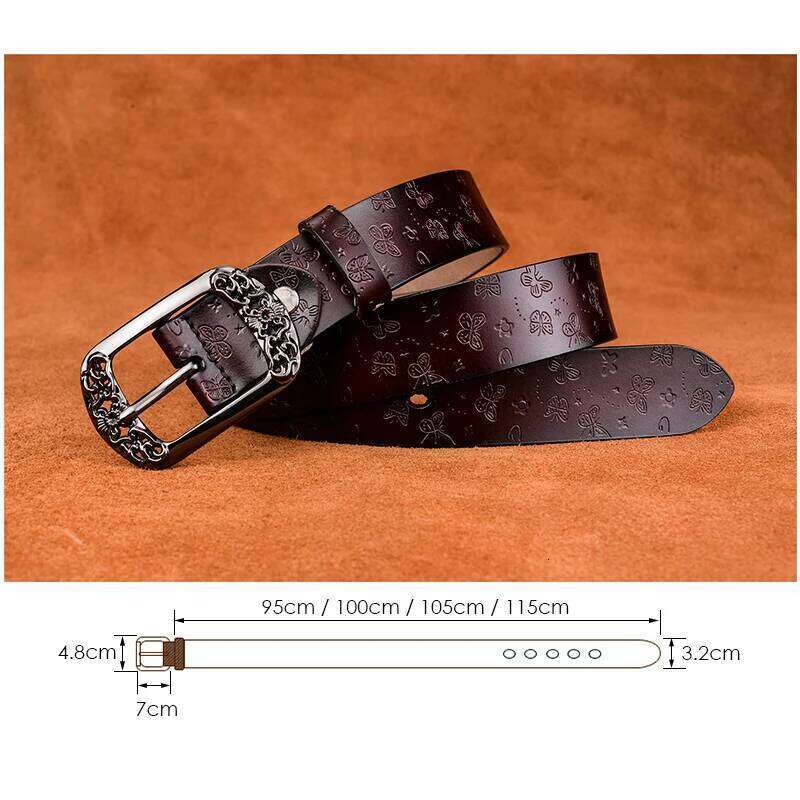 KOLBER Fashion Women's Leather Metal Buckle Natural Cowhide Trouser for Female 95cm to 115cm White Belt Red Girdle Z260226