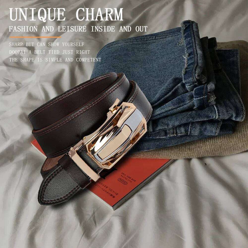 Automatic Fashionable Alloy Buckle Men's Business Clothing Genuine Leather Luxury Strap Z260226