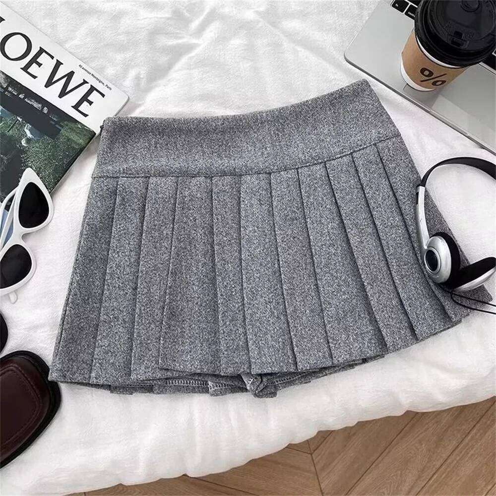 Women Solid New Vintage High Waist Belt A-line Slim Bodycon Skirt Spring Autumn Simple Office Ladies Mini Skirts Z260314