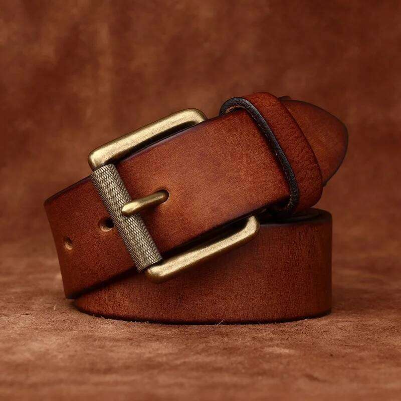3.8CM Genuine Leather Belt Men Luxury Strap Male Fashion Pure Cowhide Copper Wild Classic Retro Pin Buckle High Quality Z260226