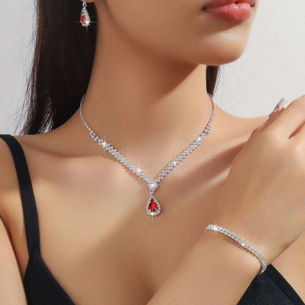 4 Pieces Of Women's Wedding Accessories, Earrings, Necklaces, Bracelets, Bridal Jewelry Sets, Banquet And Party Accessories-8071 Z260313