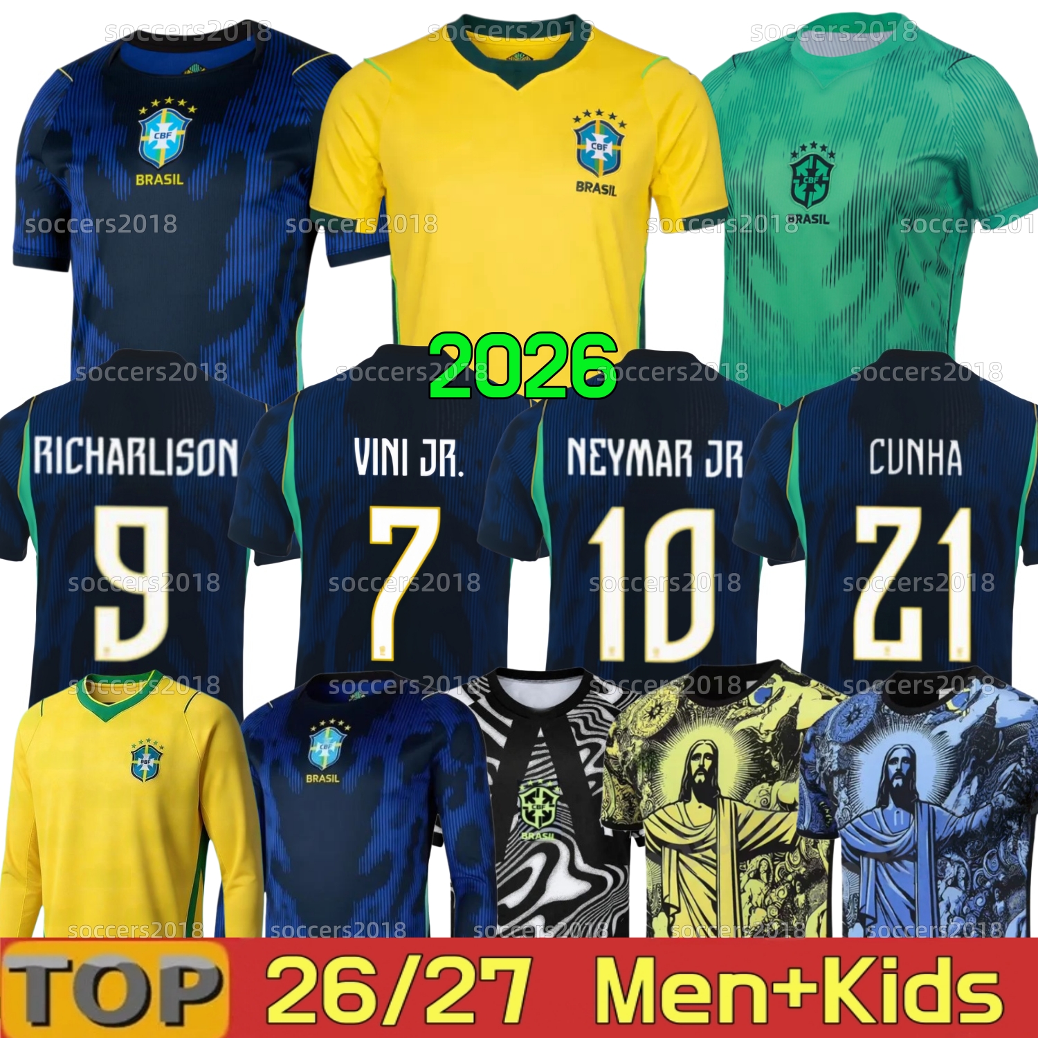 BRAZILS 2026 World Cup soccer jerseys NEYMAR JR VINI JR 26 27 Home Away PAQUETA RAPHINHA MARQUINHOS 2024 2025 brasil football shirt RICHARLISON men Woman kids kits