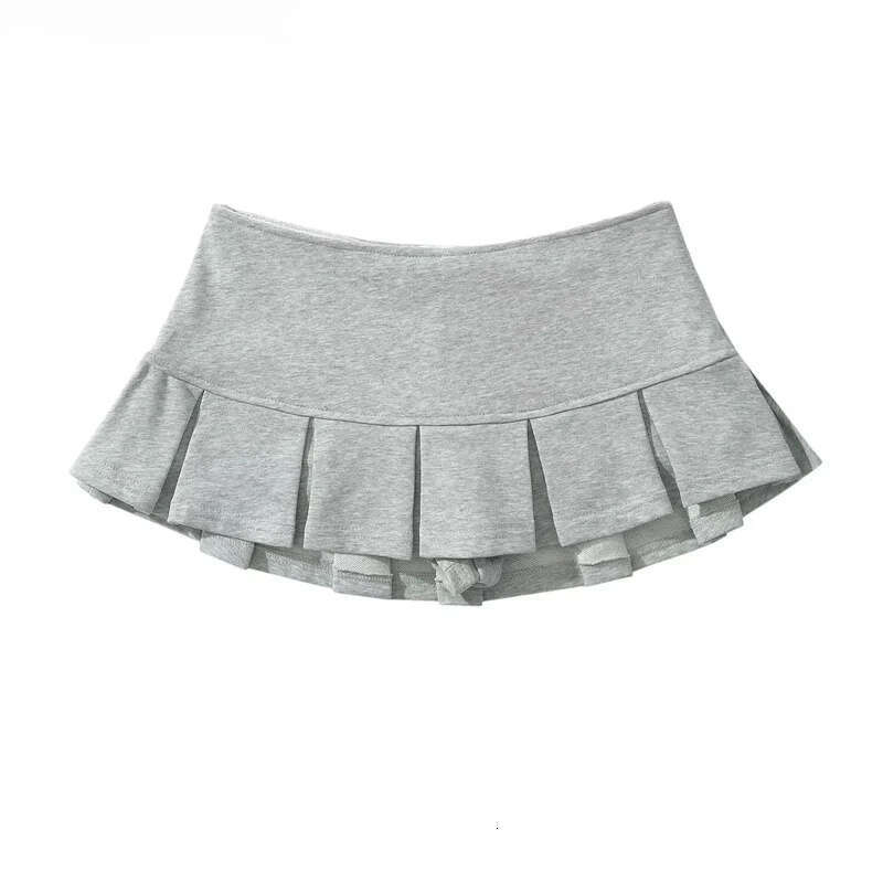KEYANKETIAN New Women's Terry fabric Low waist Y2K Mini Skirt Wide pleat Decoration Light grey Flounce A Line Skort Hot sweet Z260314
