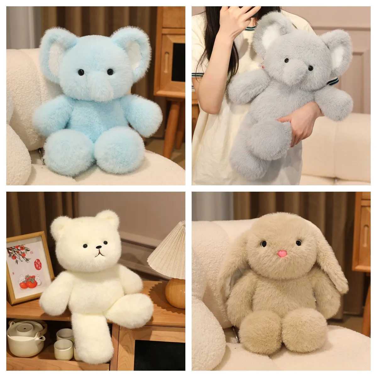 4 Styles Running Animal Plush Toys Stuffed Cartoon Bear Rabbit Elephant Doll Funny Hugging Animal Doll Cuddly Children Gift Y260314