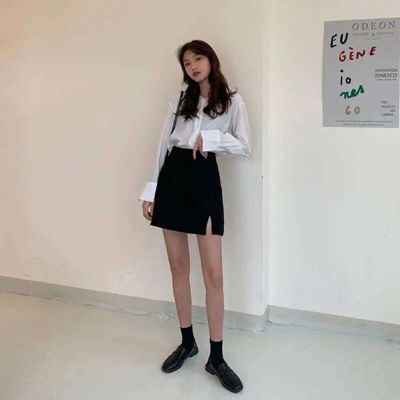Skirts Women Split Elegant Office Ladies Spring Mujer Faldas Casual Hot Sale A-line Black Design Comfortable Ulzzang Z260314