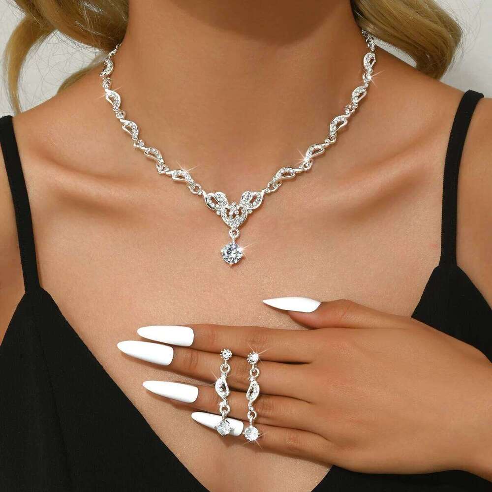 3PC Women's Fashion Geometric Necklace Earrings Jewelry Set Simple, Light, Luxury, High End Wedding, Party, Festival Gift-8527 Z260313