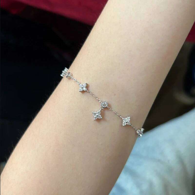 S925 Silver Zircon Bracelets Women Korean Fashion Sweet Girls Sparkling Hollow Delicate Chain Bracelet Party Fine Jewelry Gifts Z260313