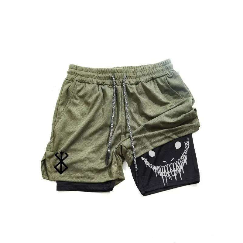 Men's 2-in-1 shorts, fitness training pants, quick drying breathable double-layer sports pants Z260314