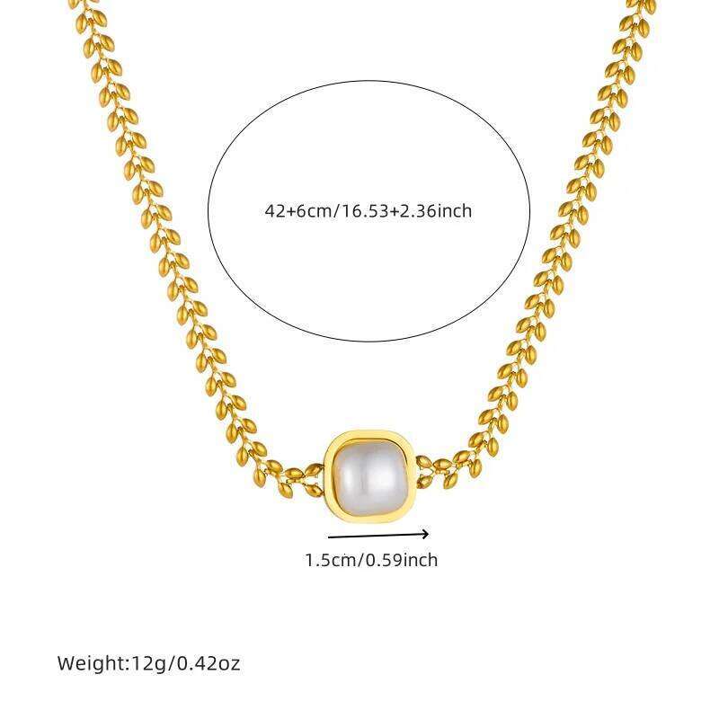 DIEYURO 316L Stainless Steel Square Large Pearl Necklace Earrings Ring For Women Girl New Party Gift Fashion Jewelry Set Bijoux Z260313