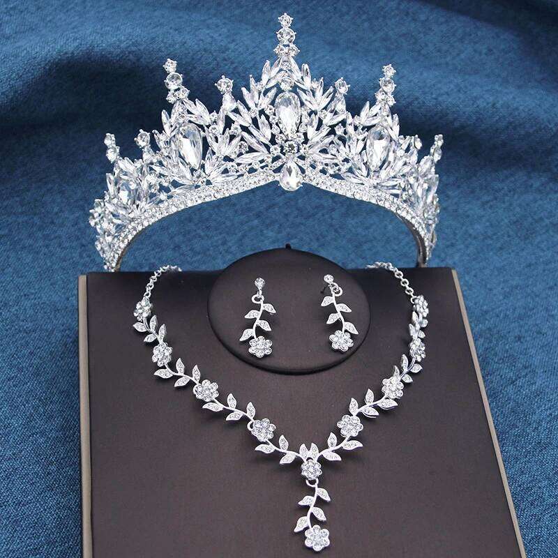 Pink Jewelry Sets with Tiaras Crowns Wedding Crown and Necklace Set Party Birthday Gifts Bridal Pageant Z260313