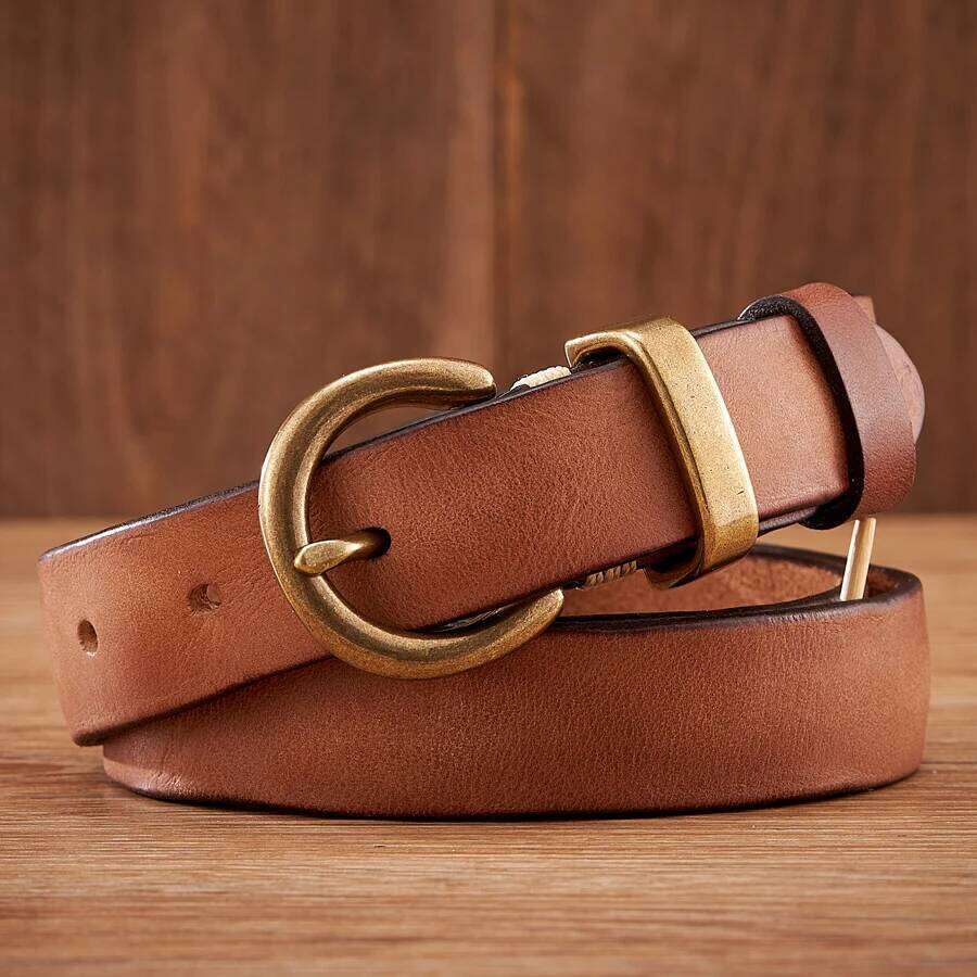 2.8CM Ladies Pure Cowhide High Quality Genuine Leather Belts for Women Brass Buckle Jeans Cowboy Waist Belt Luxury Z260226