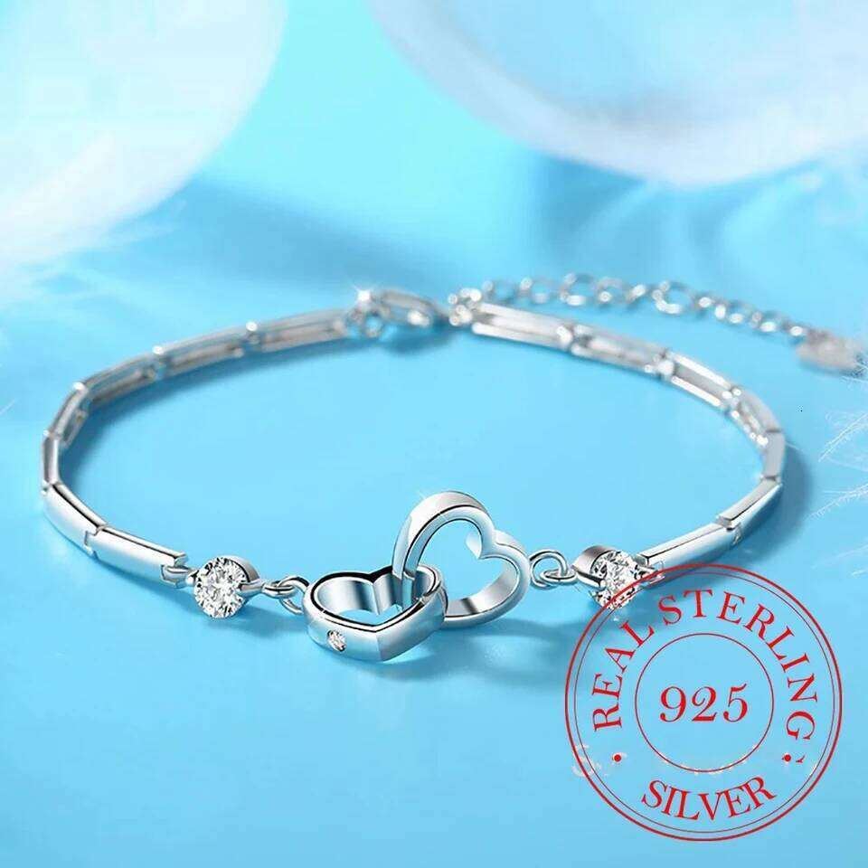 925 Sterling Silver Bracelets Bangles Charms Heart for Women Valentine's Days Cubic Zircon Wedding Love Couple Jewelry Z260313