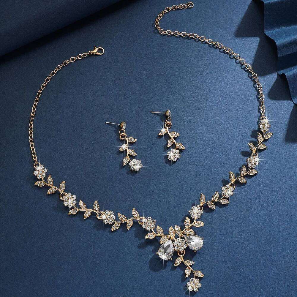 3PC Women's Fashion Trend Small Flower Water Drop Necklace Earrings Jewelry Set Wedding Banquet Party Festival Gift Z260313