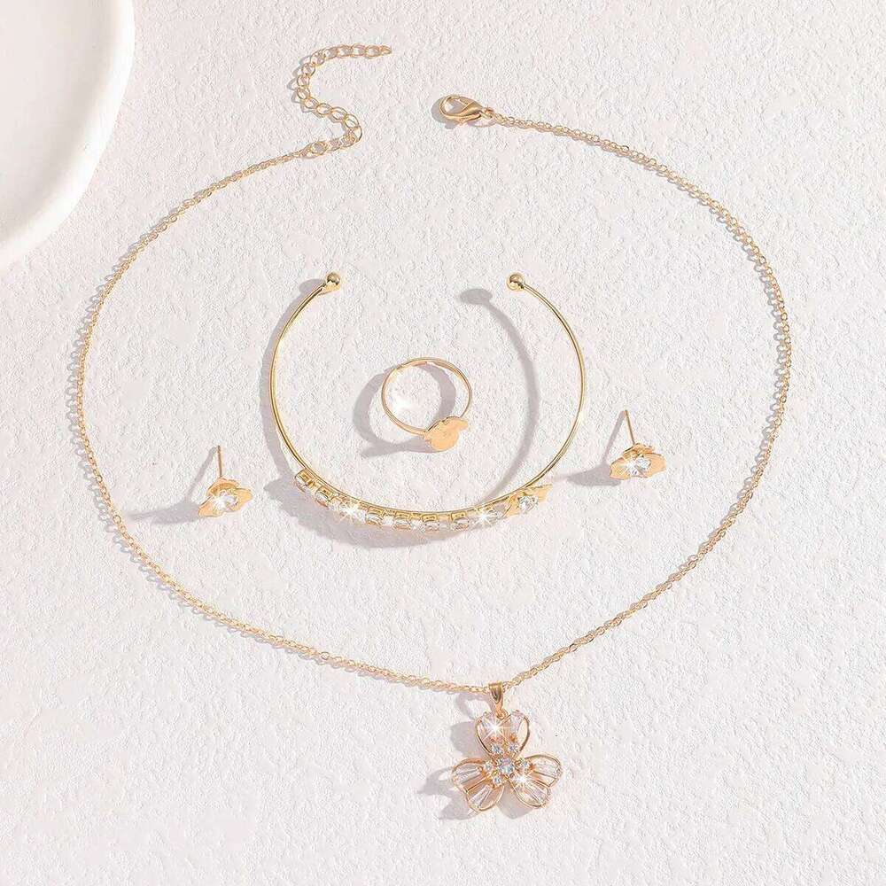 Euramerican ins style women's creative necklace earrings bracelet ring Fried Dough Twists set jewelry Z260313