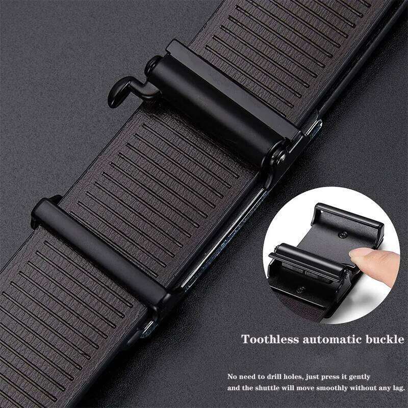 BISON DENIM Male Belt Luxury Brand Automatic Men Cowskin Waist Strap Fashion Genuine Leather Men's Belts For Jeans Z260226