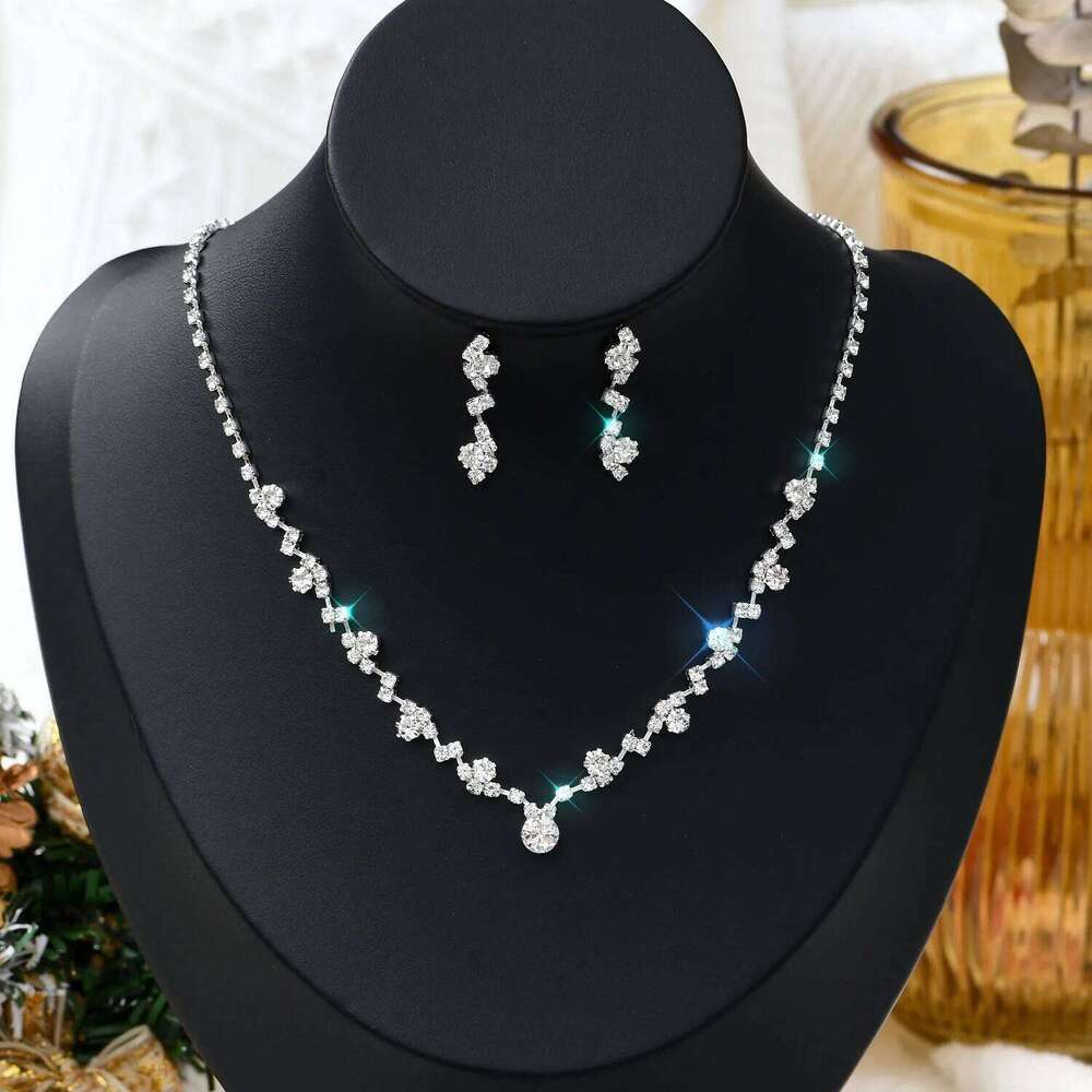 1 Set Of Fashionable And Simple Water Droplet Necklace, Earrings, Jewelry Set, Women's Wedding Banquet Party Daily Accessories Z260313