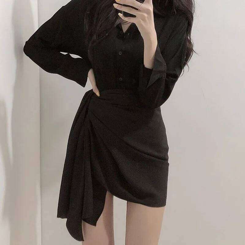Xpqbb Korean Style Irregular Mini Women Summer 2023 New High Waist Office Short Skirts Ladies Slim Fit Body Hip Skirt Z260314