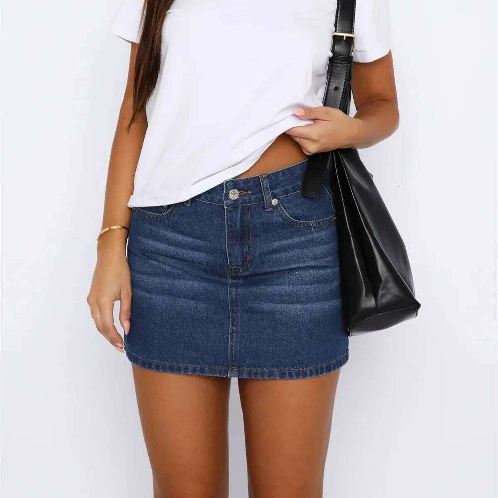 Imcute Women Y2k Denim Mini Fashion Low Rise A-Line Slim Fit Button Up Summer Trendy Short Jean Skirt with Pockets Z260314