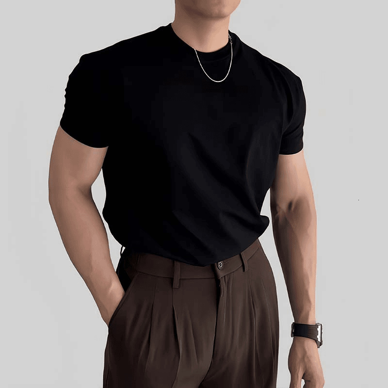 Pure Cotton Slimfit Designer Hoodie Breathable Elastic Muscleenhancing Summer Designer T-shirt Americanstyle Sports Fitness Shortsleeve Polo For Men