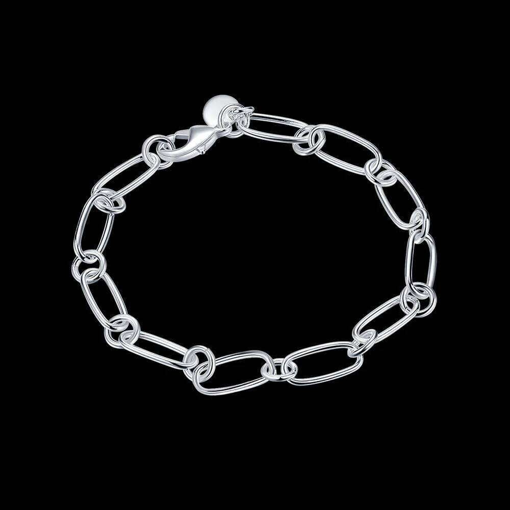 925 Sterling silver circle chain Bracelets for woman men classic Wedding party Christmas Gifts fashion fine Jewelry 20cm 8inch Z260313