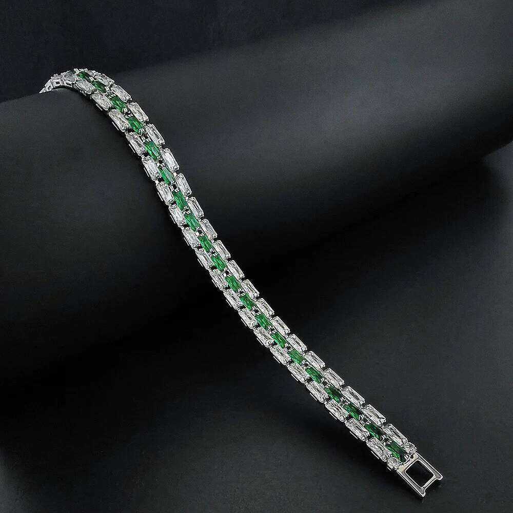 2023 New Arrival Unique Design Green Chain Bracelet Bangle for Women Christmas Gift Jewelry S8254 Z260313