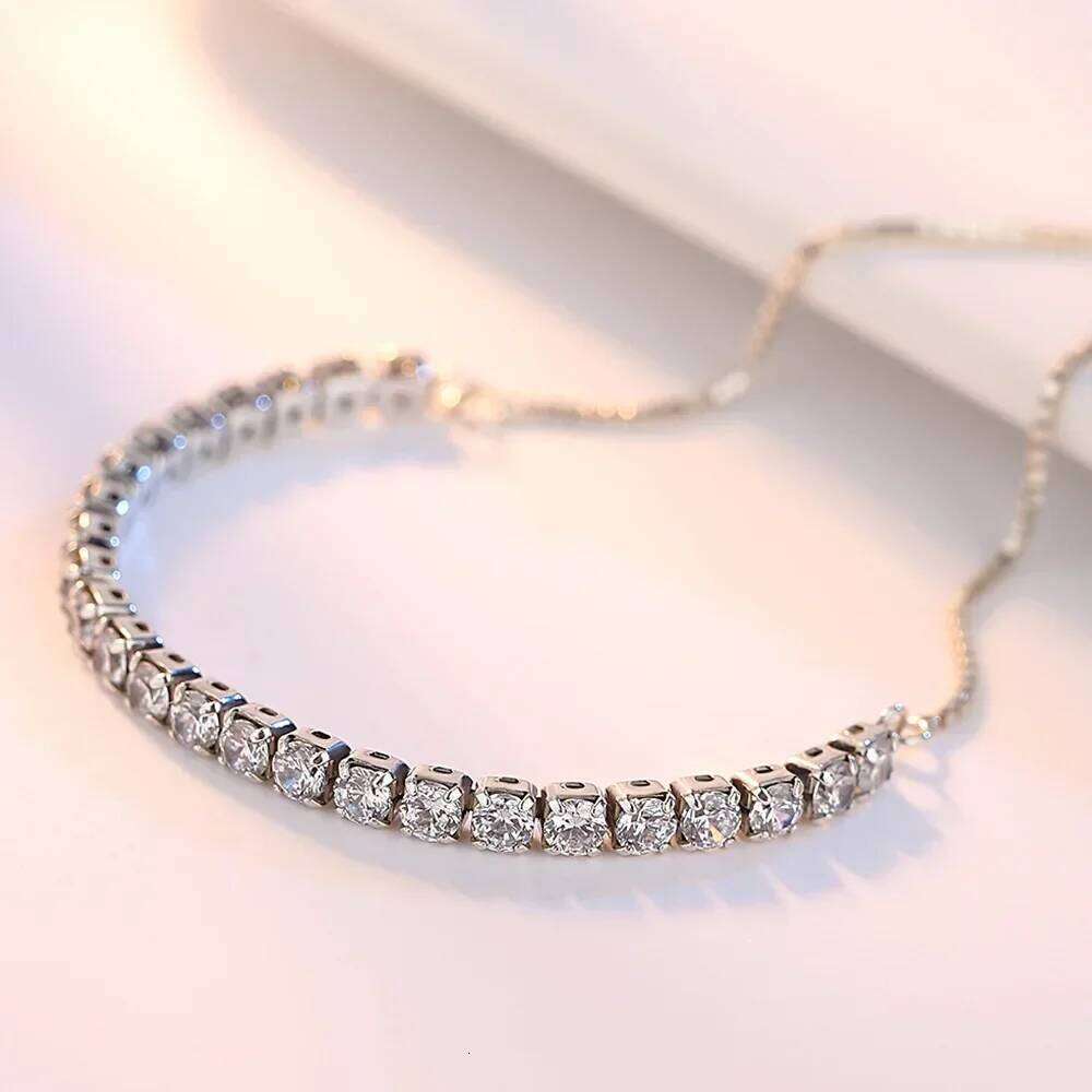 Fine 925 Sterling Silver Bracelet Elegant Zircon Tennis Crystal Chain for Women lady Fashion Noble Engagement Wedding Glam Z260313