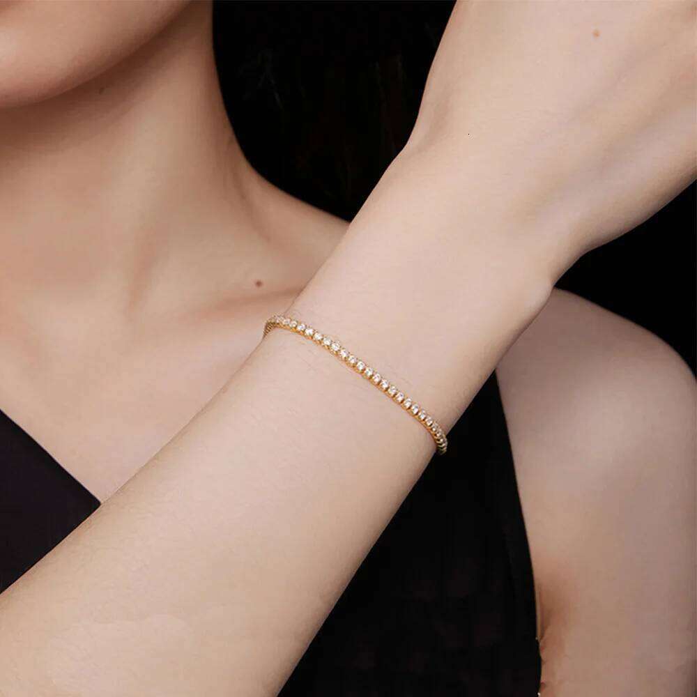2mm Dainty Iced Out Tennis Bracelets Female Gold Color Stainless Steel Cubic Zirconia Hand Chain for Women Jewelry Gift Z260313