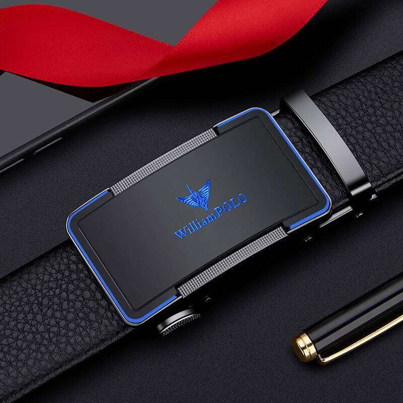 Men's leather with automatic buckle, casual pants fashionable high-end belt, business waist belt Z260226