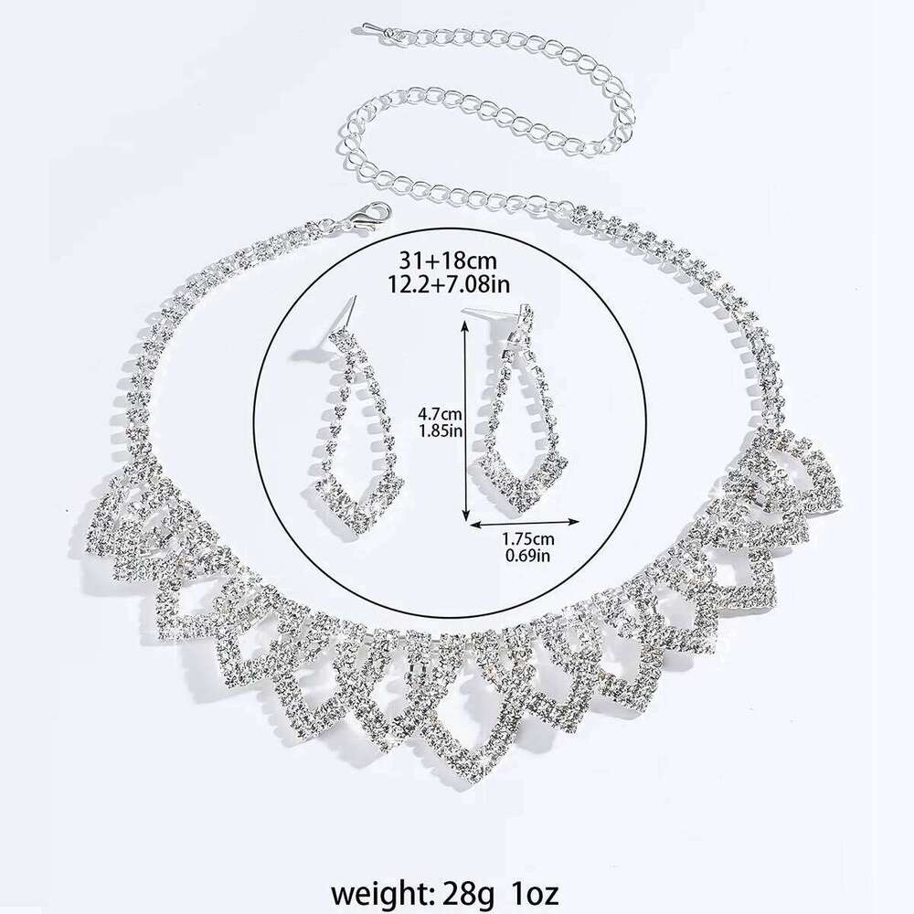 Ladies' temperament, super sparkling geometric hollow design, jewelry set suitable for weddings, gatherings, and holiday gifts Z260313