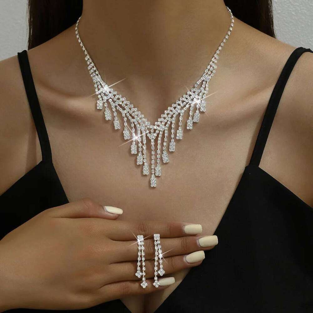 3PC Women's Fashion Design Long tassel Necklace Earrings Jewelry Set Wedding Banquet Party Holiday Gift Z260313