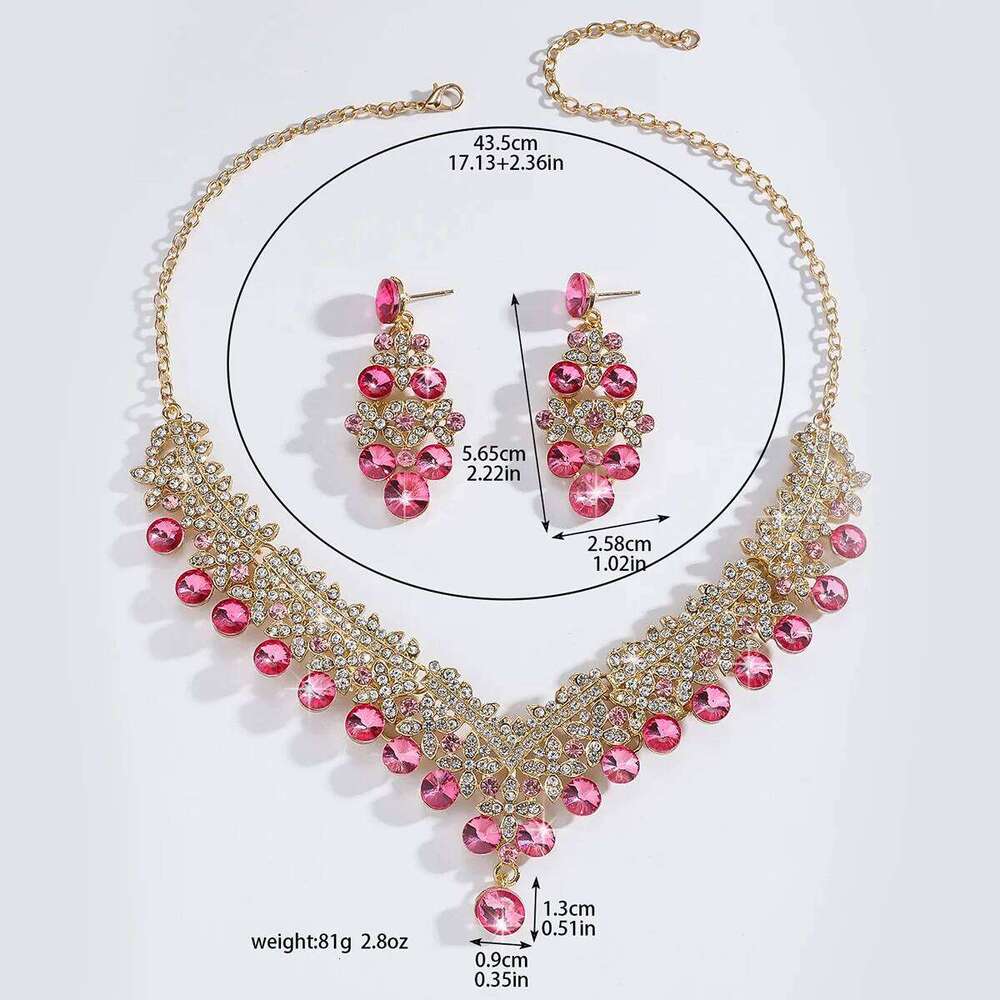 Ladies' Fashion Design Crown Necklace Earrings Jewelry Set Suitable for Wedding, Party, Festival Gifts Z260313