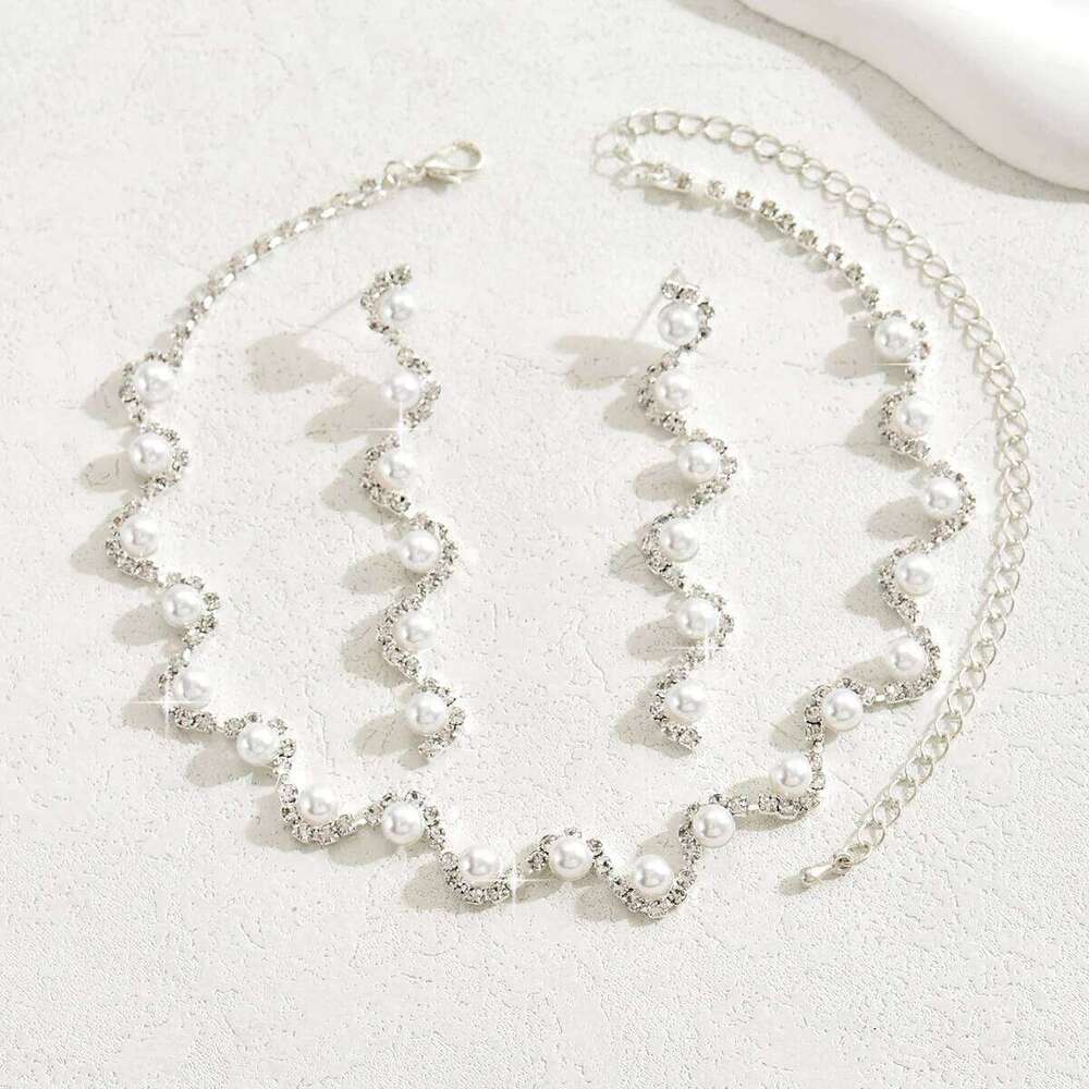 Cross border hot selling exquisite sparkling claw necklace earring set collarbone chain dinner dress accessories Z260313