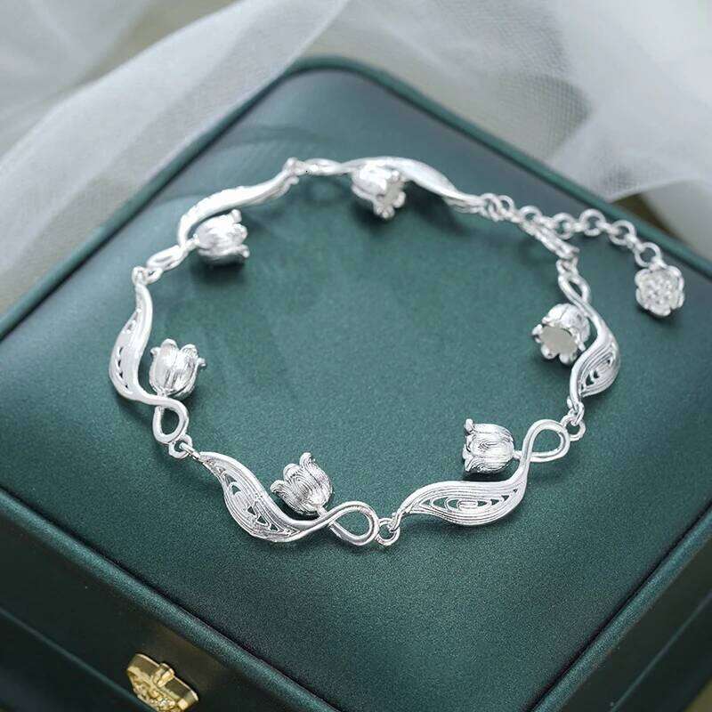 New in Simple and Fresh lily of the valley Bracelets Exquisite Dreamy Elegant silver 925 Wave Bracelet for women Party Jewelry Z260313