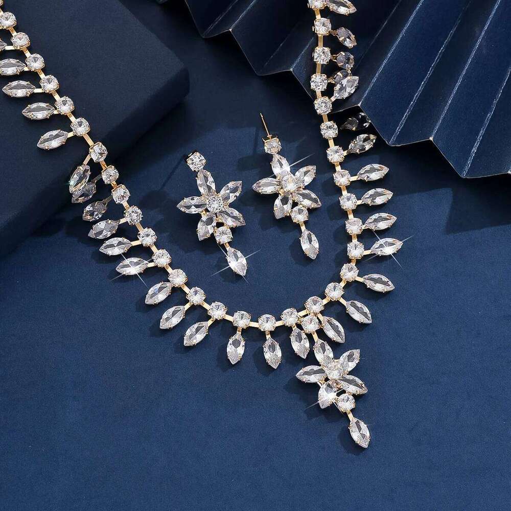3PC Women's Fashion Zircon Series Flower Necklace Earrings Jewelry Set Suitable for Wedding, Party, Festival Gifts-8565 Z260313