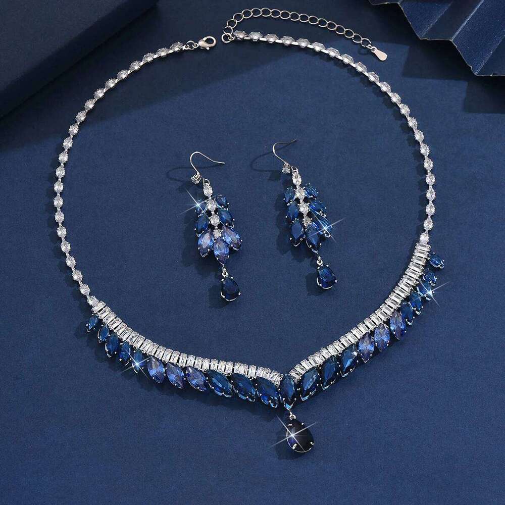 3PC Women's Fashion Zircon Series Water Drop Necklace Earrings Jewelry Set Suitable for Wedding, Party, Festival Gifts-8553 Z260313
