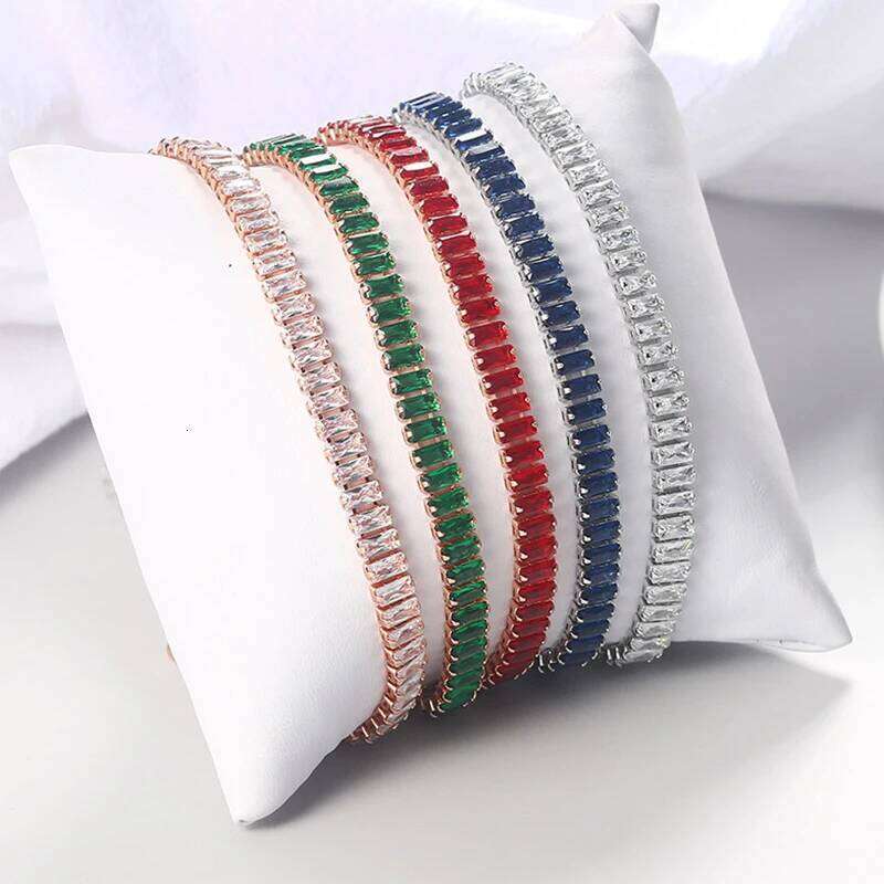 Simple Tennis Bracelet For Women Luxury Rectangle Zircon Silver Color Adjustable Bracelets On Hand Friend Gift Jewelry DZH009 Z260313