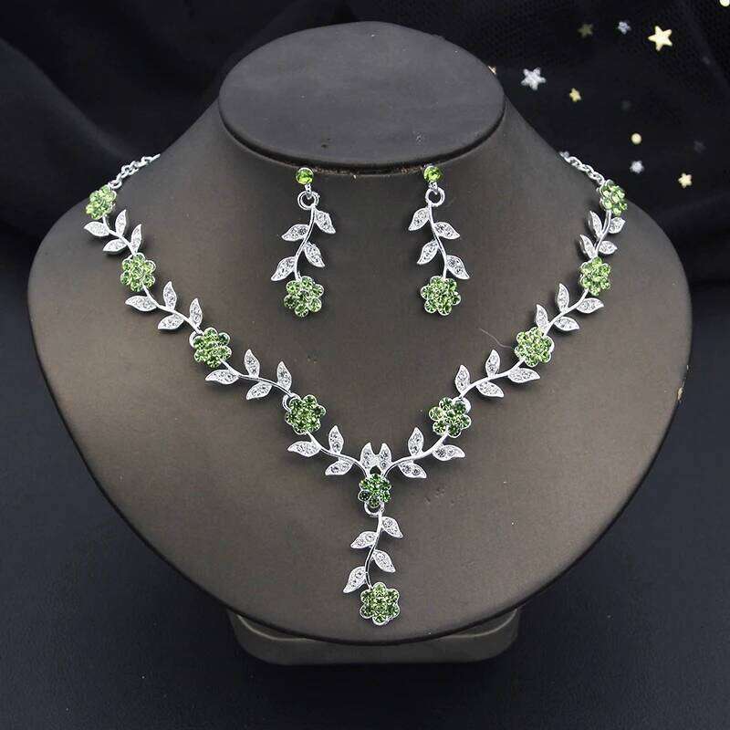 Exquisite 16 Colors Flower Jewelry Rhinestone Pendant Party Women Fashion Romantic Wedding Necklace Earring Set 3pcs Gifts Z260313